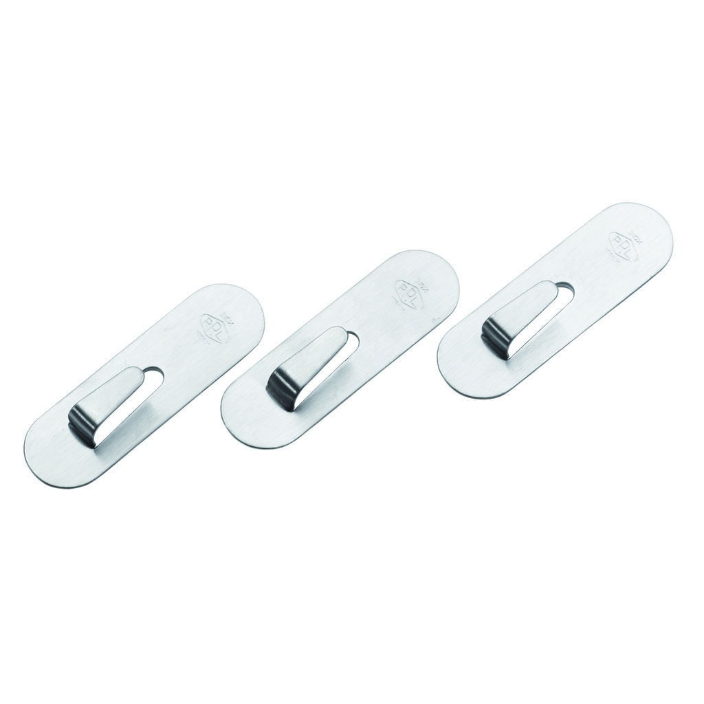 Set de 3 Ganchos Pedrini Autoadhesivos 2.2x7cm Acero Inoxidable