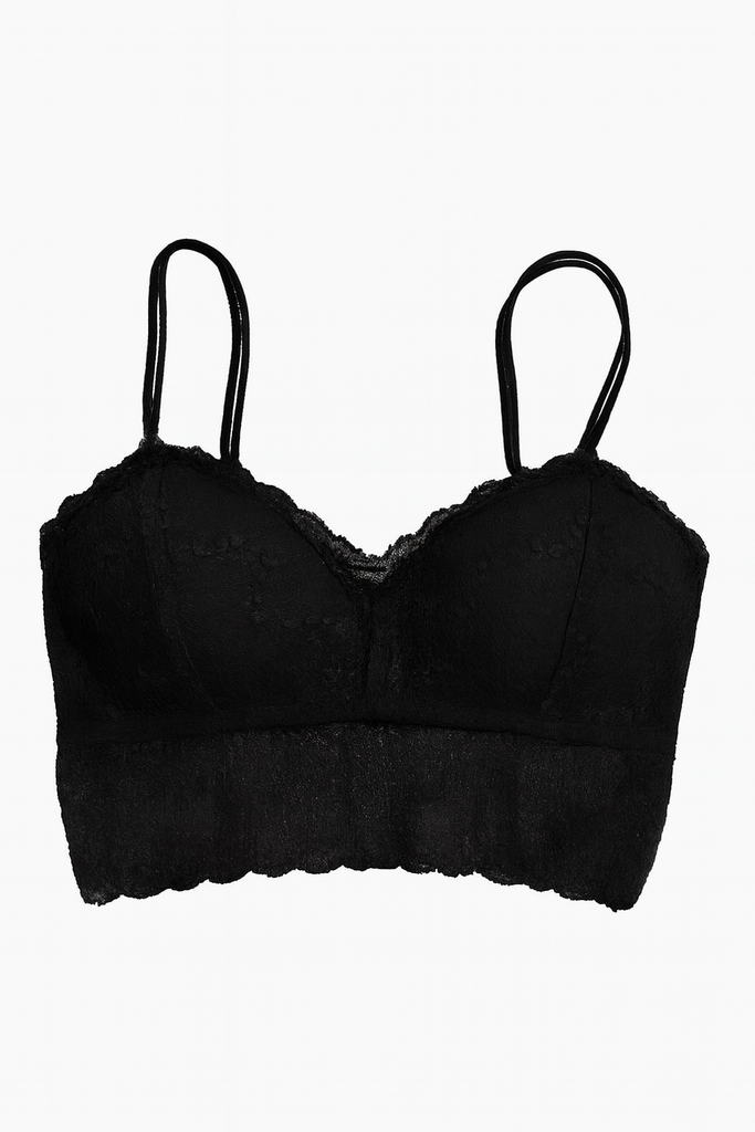 Top Bralette Individual con Encaje Negro Talla Unica