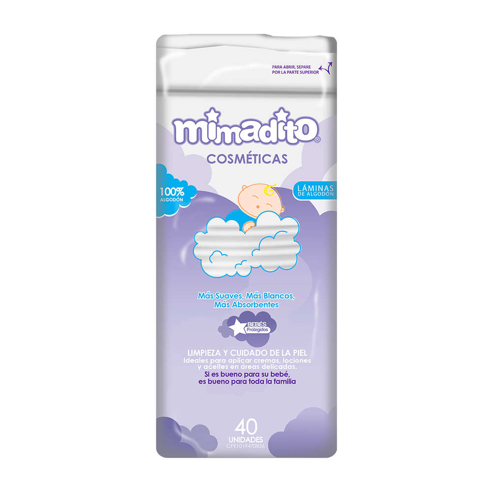 Laminas Algodon Mimadito Desmaquillantes x 40und