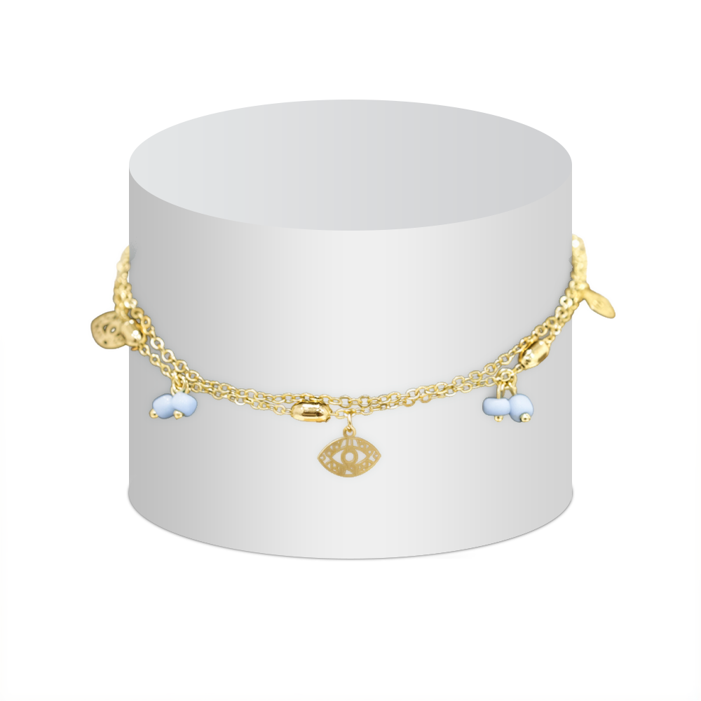 Tobilleras Dobles Mostacilla Azul Surtidas