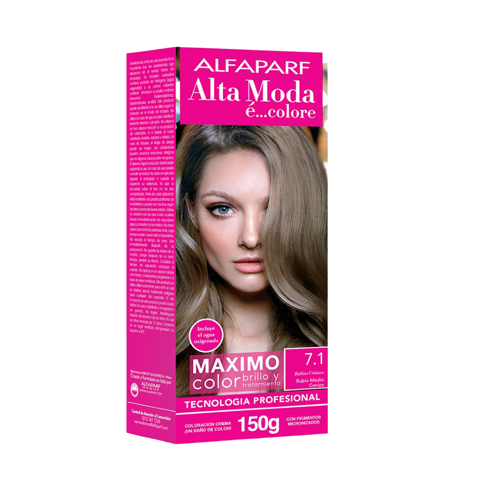 Tinte Alfaparf Kit 7.1 Rubio Medio Cenizo 150gr