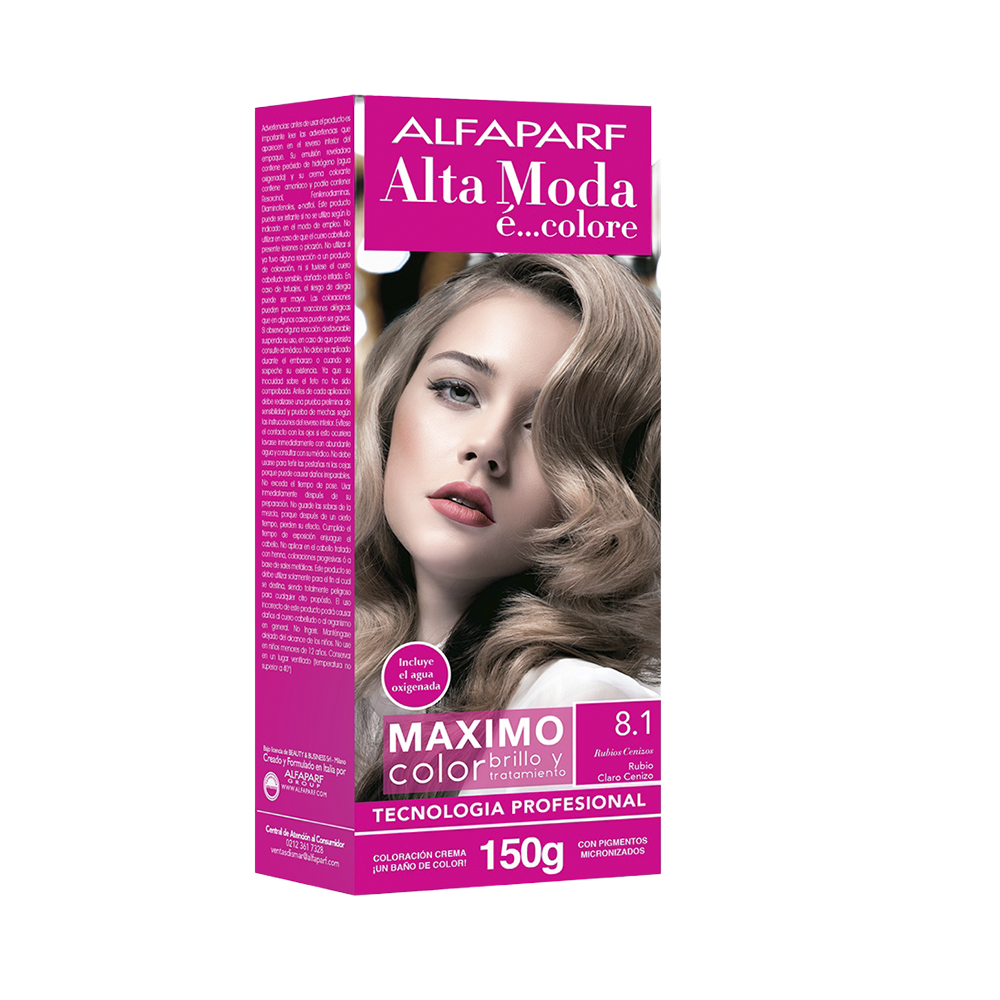 Tinte Alfaparf Kit 8.1 Rubio Claro Cenizo 150gr