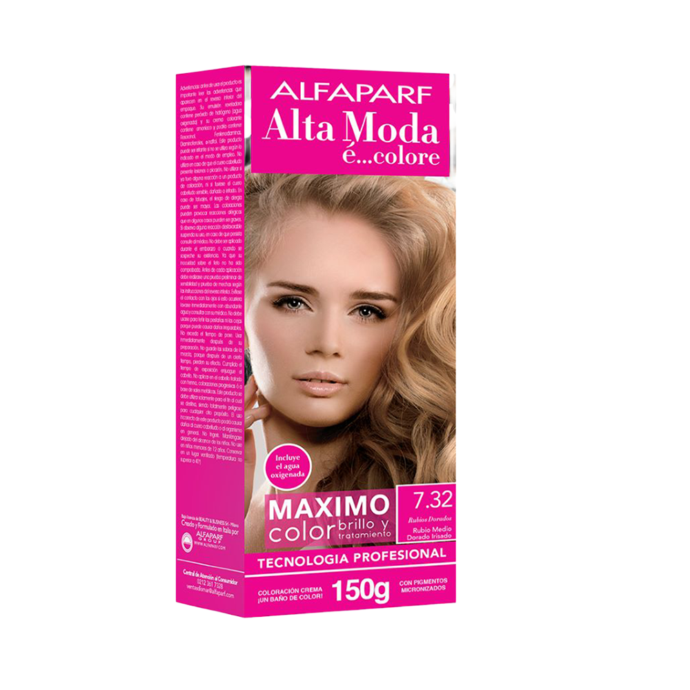 Tinte Alfaparf Kit 7.32 Rubio Medio Dorado Irisado 150gr