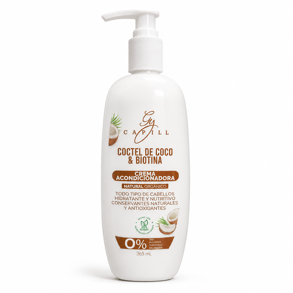 Acondicionador Natural Organico Sin Sal GY Capill Coctel de Coco y Biotina 365ml