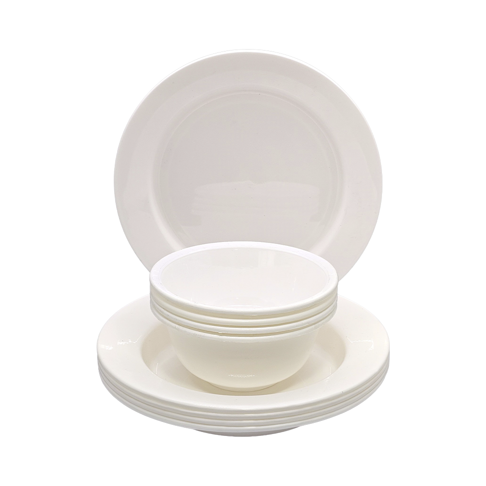 Vajilla 12 Piezas Plastihome 4 Platos Llano + 4 Platos Hondo + 4 Bowl Sopero