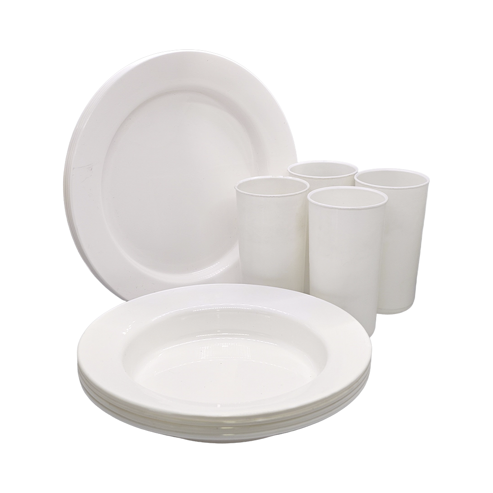 Vajilla 12 Piezas Plastihome 4 Platos Llano + 4 Platos Hondo + 4 Vasos