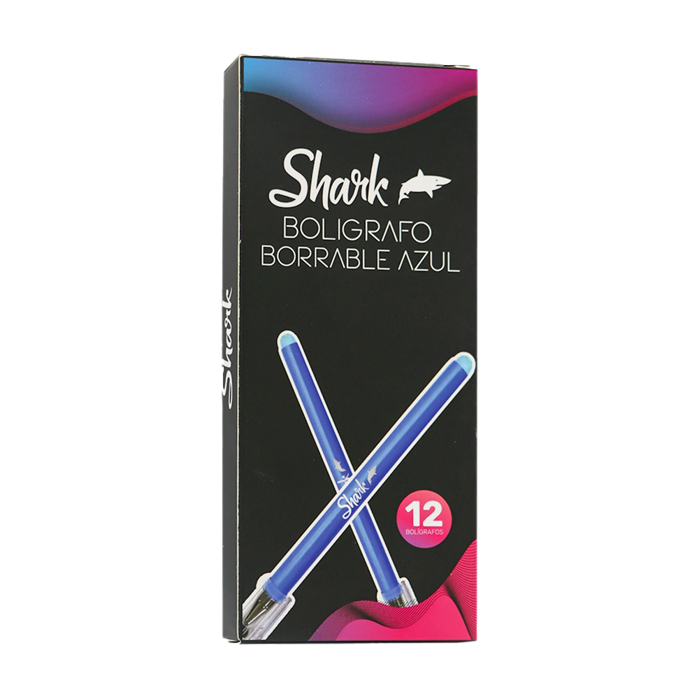 Boligrafo Borrable Shark Tinta Azul x 12 und