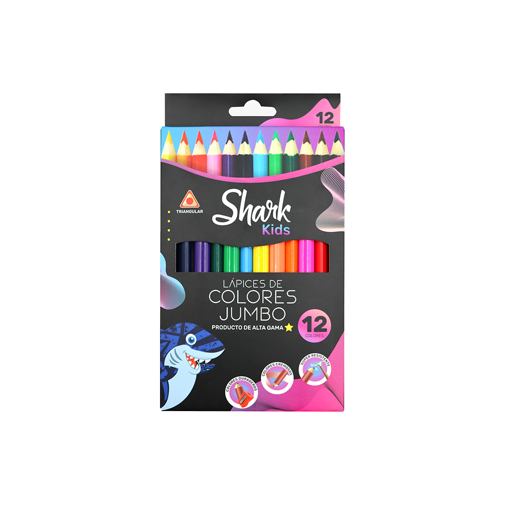 Caja de Colores Shark Jumbo x 12 und