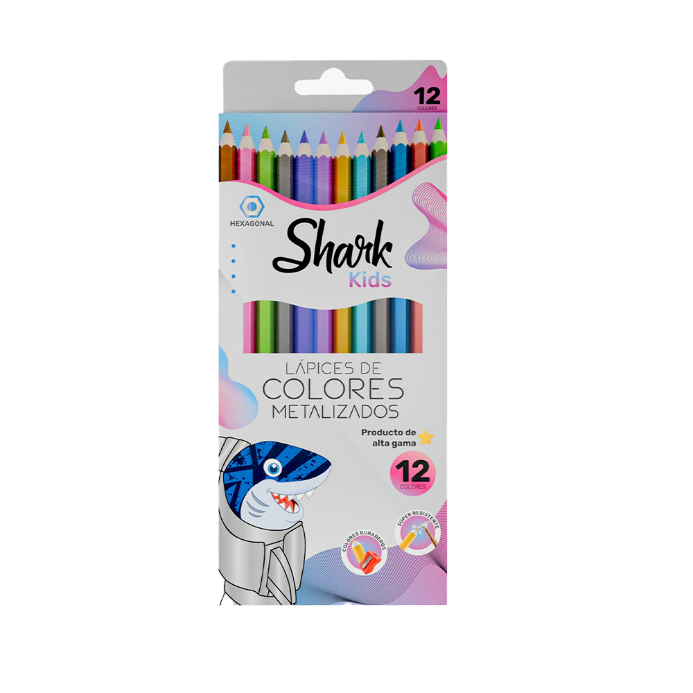 Caja de Colores Metalizados Shark x 12 und