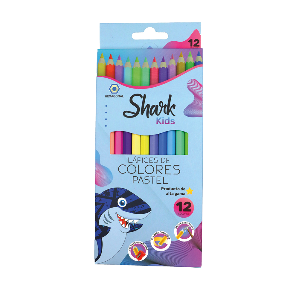 Caja de Colores Pastel Shark x 12 und