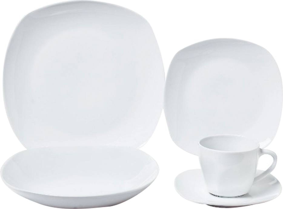 Vajilla Espiral Cuadrada Blanca 20 Piezas