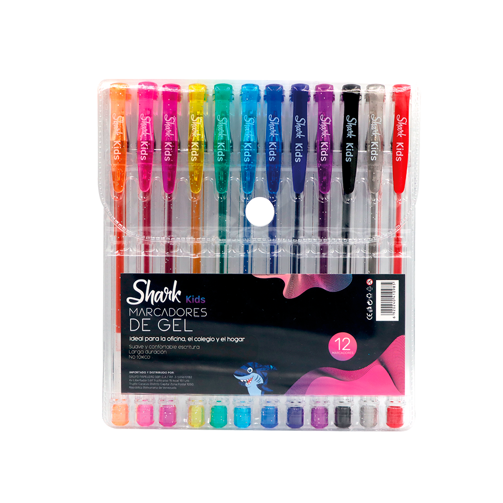 Marcadores Shark de Gel Escarchados - 12 piezas