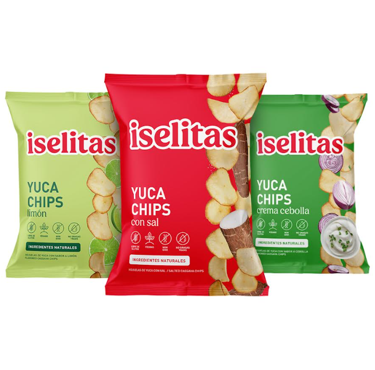 Iselitas Surtido Yuca Chips - 4 Crema Cebolla 3 Limón 3 Sal - 180 Gr x 10 UNID - Caja