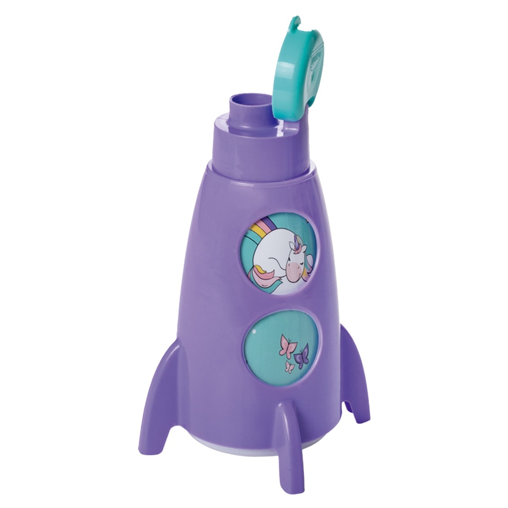 Botella Cohete Morado Alfa Hogar de Plástico Unicornio 320ml