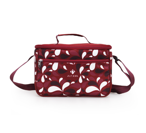 [2151030] Lonchera Autana Magenta Splash + Portacubiertos Medidas: 24x18x15cm