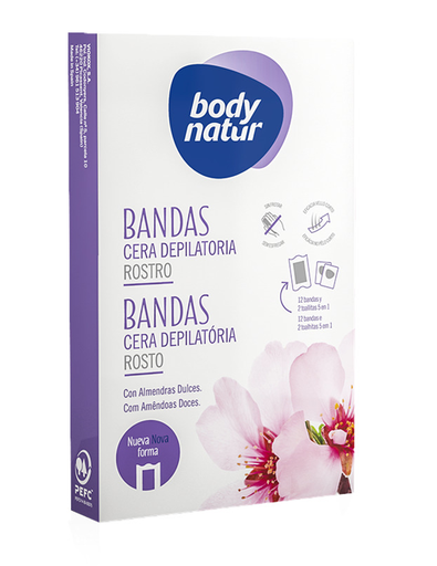 [2181001] Bandas Rostros BodyNatur Pieles Sensibles/Normales 12 Unidades