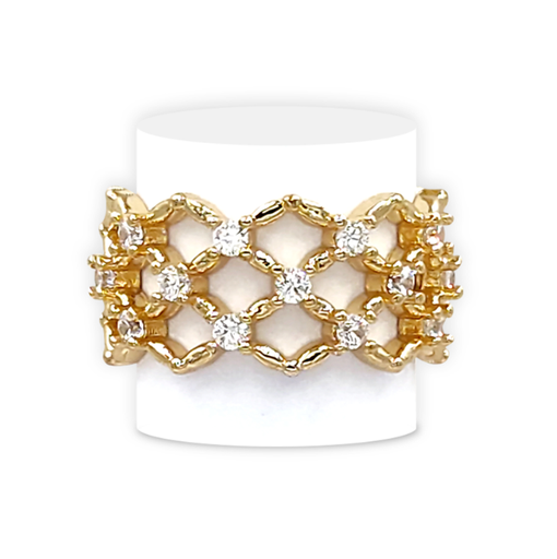 [2091077] Anillo Cavara Triple Cristales Ajustable