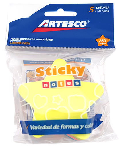 [2881029] Notas Adhesivas Artesco Neon Mini 250 hojas Formas Surtidas