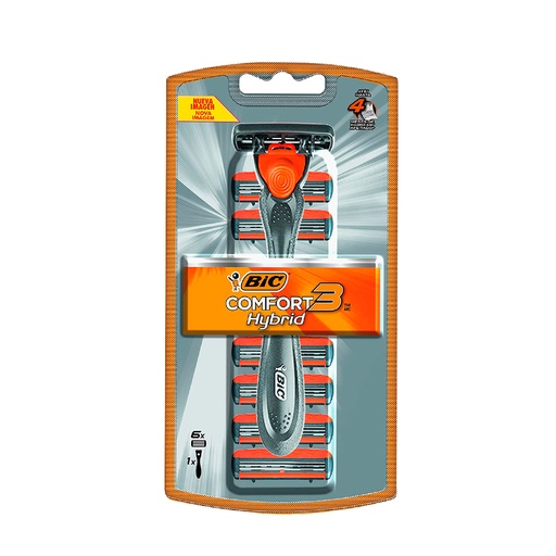 [2071036] Rasuradora BIC Comfort 3 Hojillas para Hombre con 6 Cartuchos