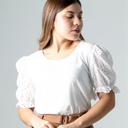 [4591009] Camisa SK Manga Bombacha Algodon Blanca Talla Unica