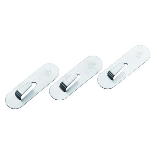 [2001084] Set de 3 Ganchos Pedrini Autoadhesivos 2.2x7cm Acero Inoxidable