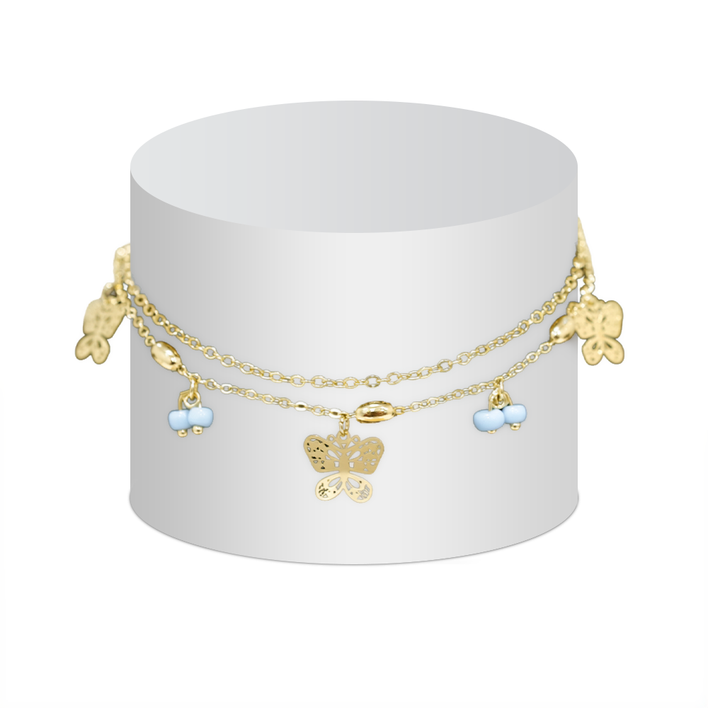 Tobilleras Dobles Mostacilla Azul Surtidas