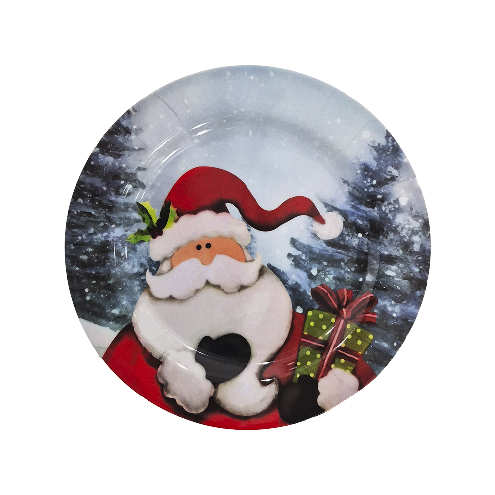 Plato Navideño Azul Melamina 20 cm