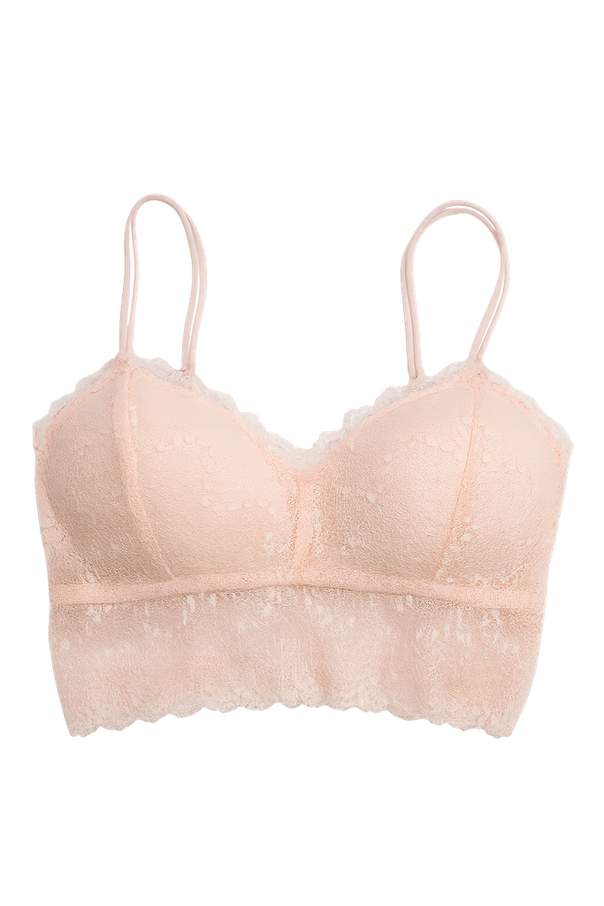 Top Bralette Visto en TV Individual con Encaje Salmon Talla Unica