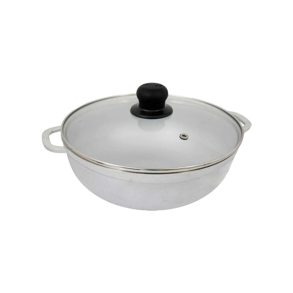 Caldero Imusa Alfa Hogar Con Tapa de Vidrio Guerrero Aluminio 22cm