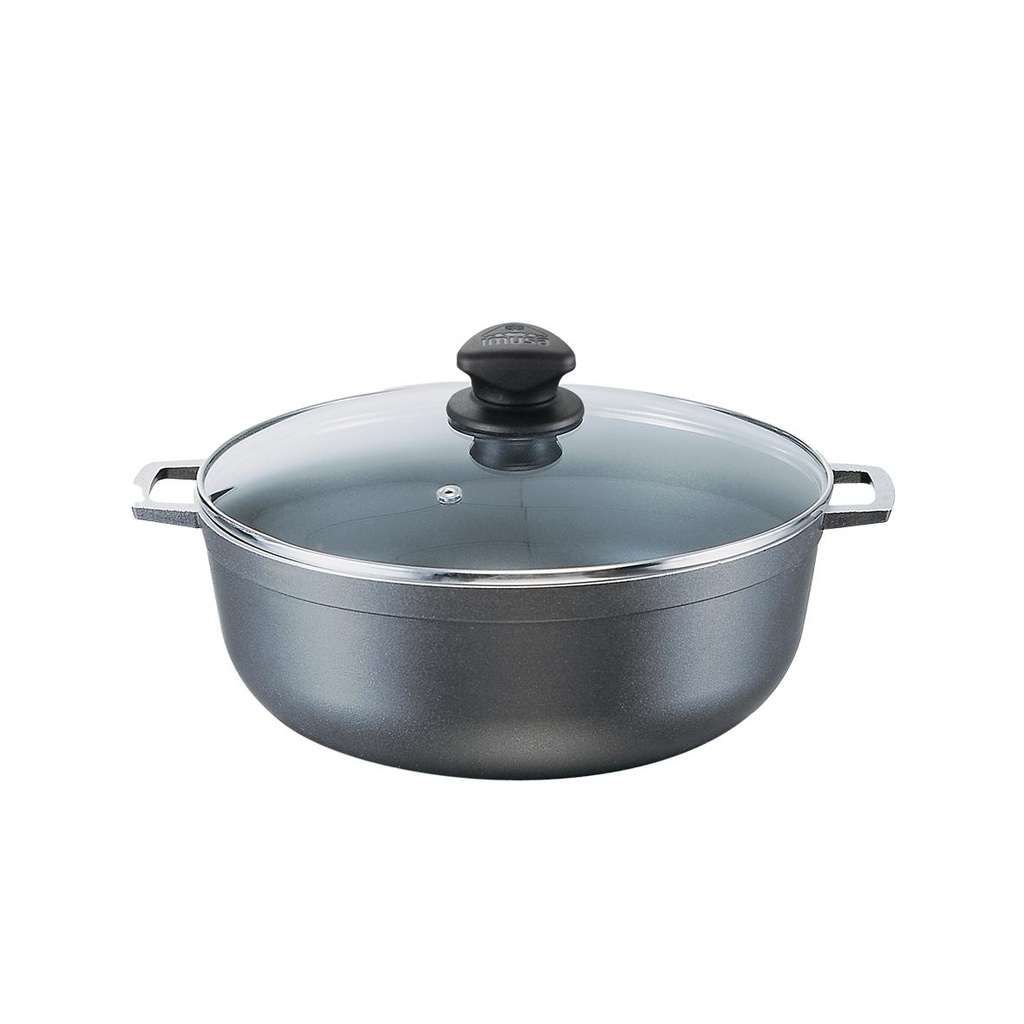 Caldero Imusa Alfa Hogar Antiadherente Con Tapa de Vidrio 24 cm