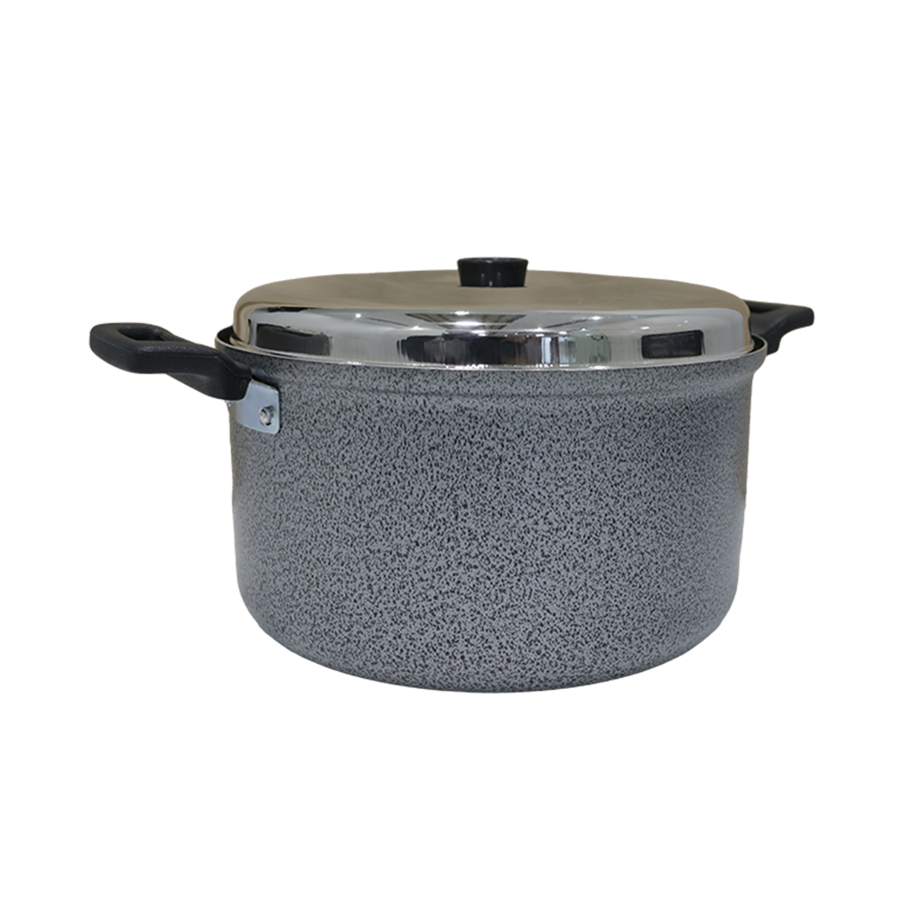 Olla Nicoloso de Aluminio Teflonado con Tapa de Acero y Asa Negra 24 cm