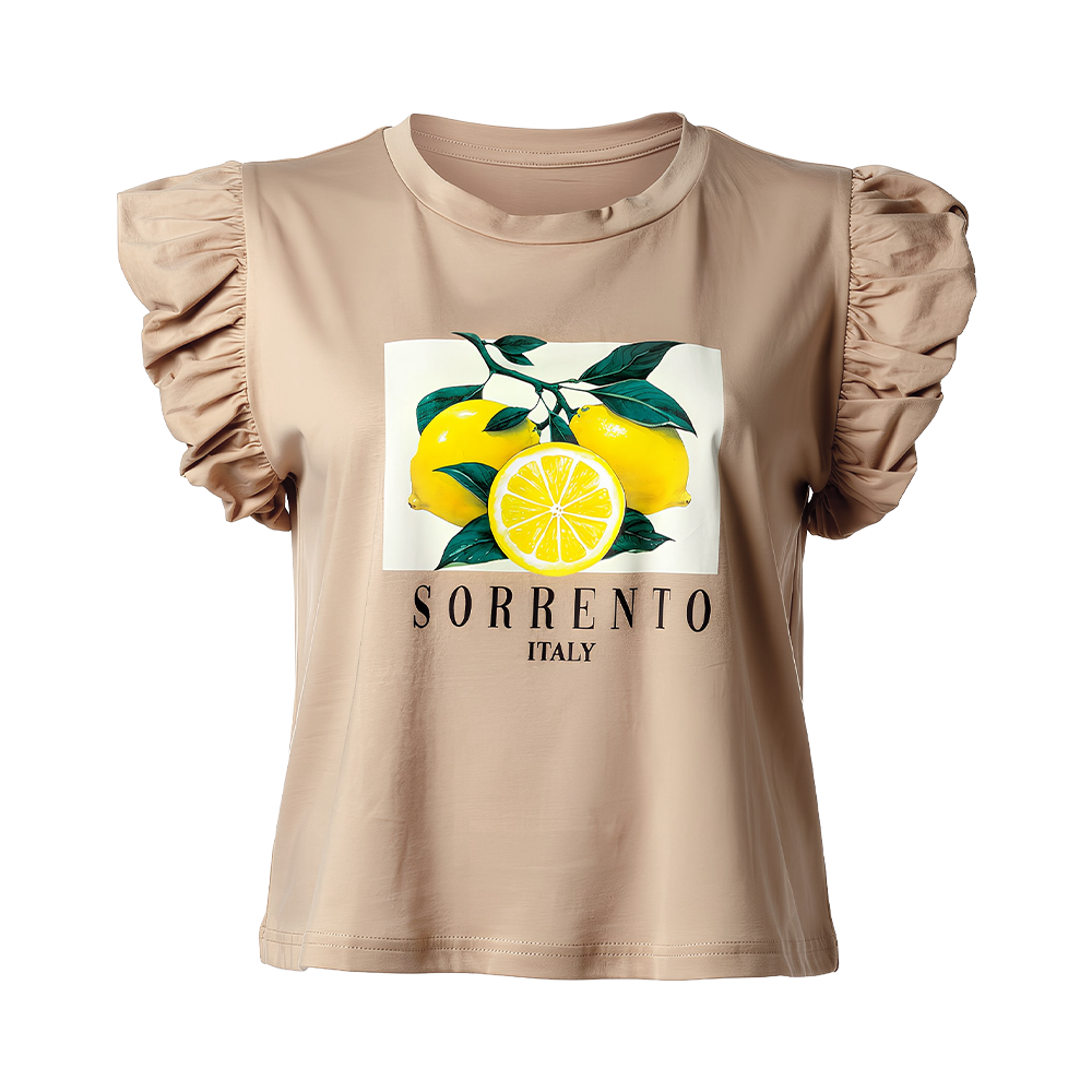 Blusa de Algodon SK Casual Limones Beige