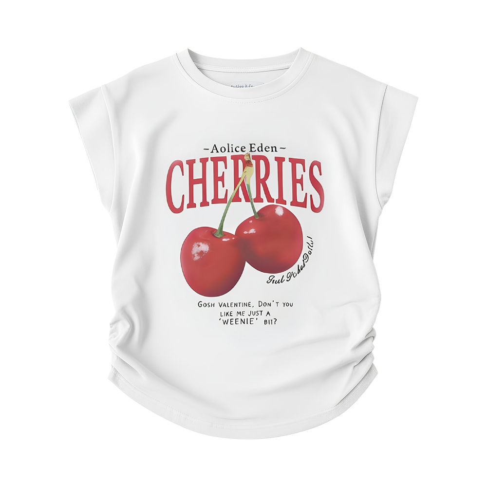 Blusa de Algodon SK Casual Cerezas Blanco