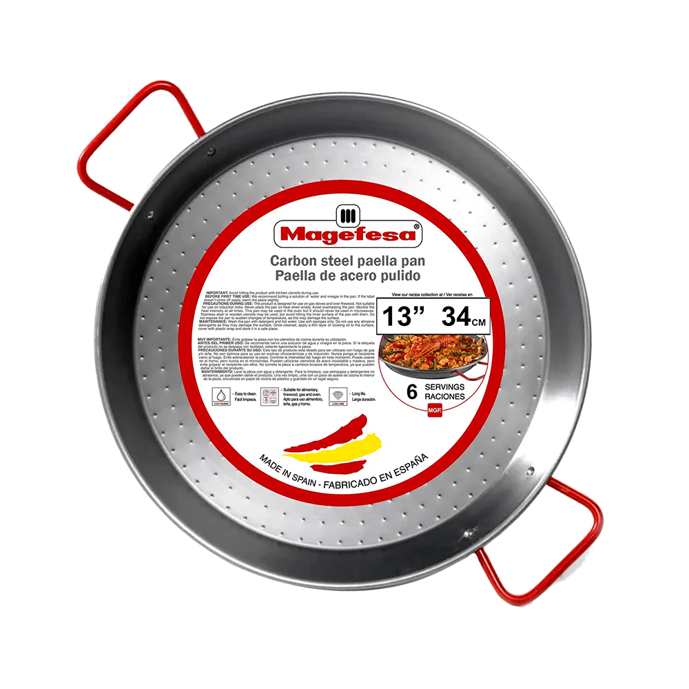 Paellera Acero Pulido 34 cm 6 porciones