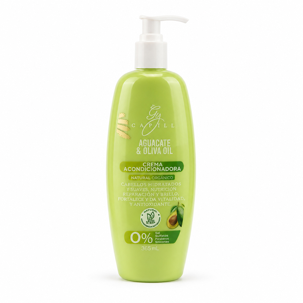 Acondicionador Natural Organico Sin Sal GY Capill Aguacate y Oliva Oil 365ml