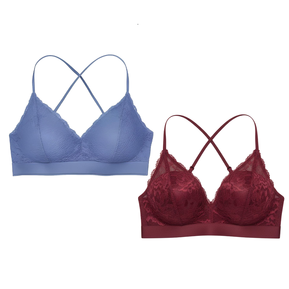Top Bralette Visto en TV Duo-Pack Colores Surtidos Con Encaje Talla unica