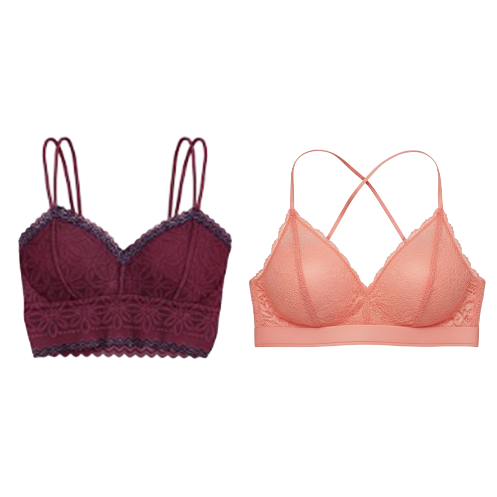 Top Bralette Visto en TV Duo-Pack Colores Surtidos Con Encaje Diseño + Zig Zag Talla unica