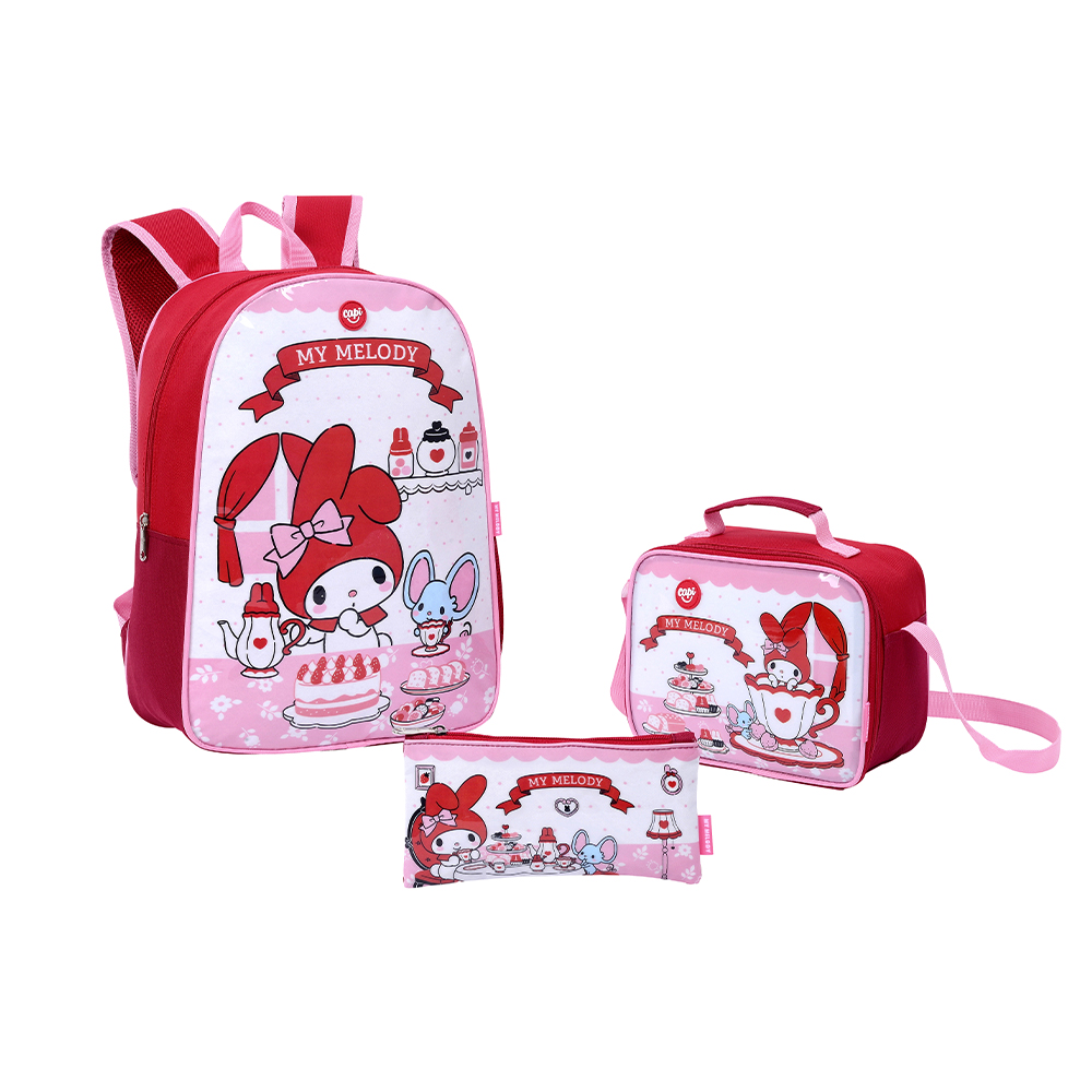Combo Morral + Lonchera + Cartuchera Capi My Melody 30x41x14cm