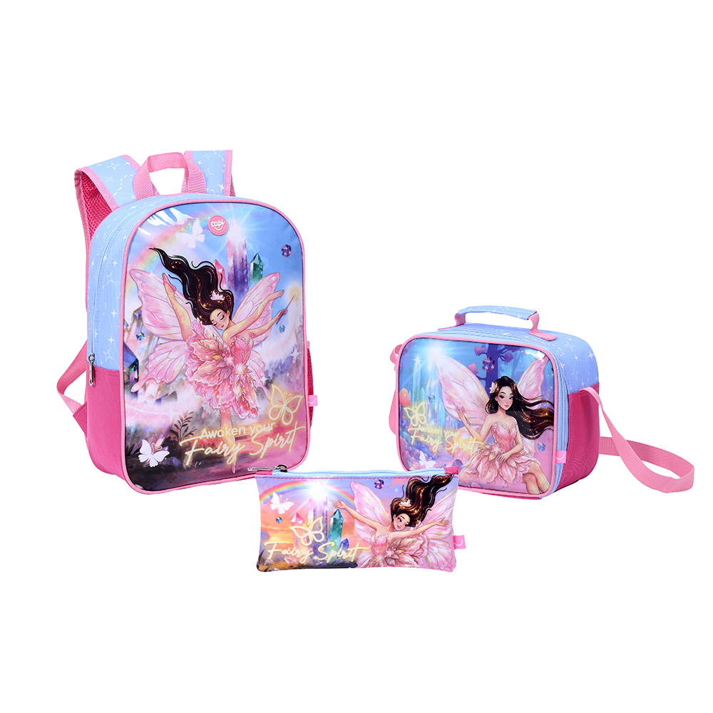 Combo Morral + Lonchera + Cartuchera Capi Fairy Spirit 25x36x13cm