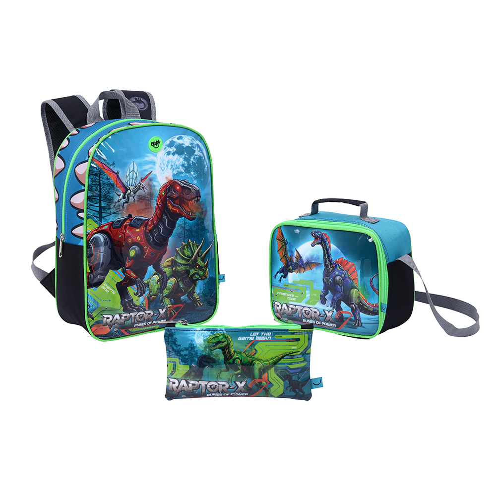 Combo Morral + Lonchera + Cartuchera Capi Raptor-X 25x36x13cm