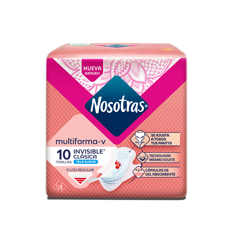 Toalla Sanitaria Nosotras Multiforma Invisible Clasica 10 Und
