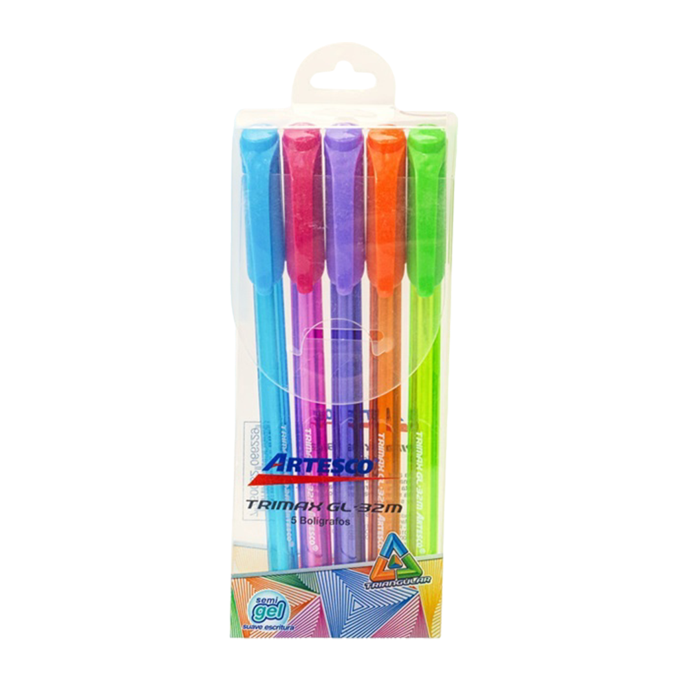 Bolígrafo Artesco Trimax Colores surtidos x 5 Unidades