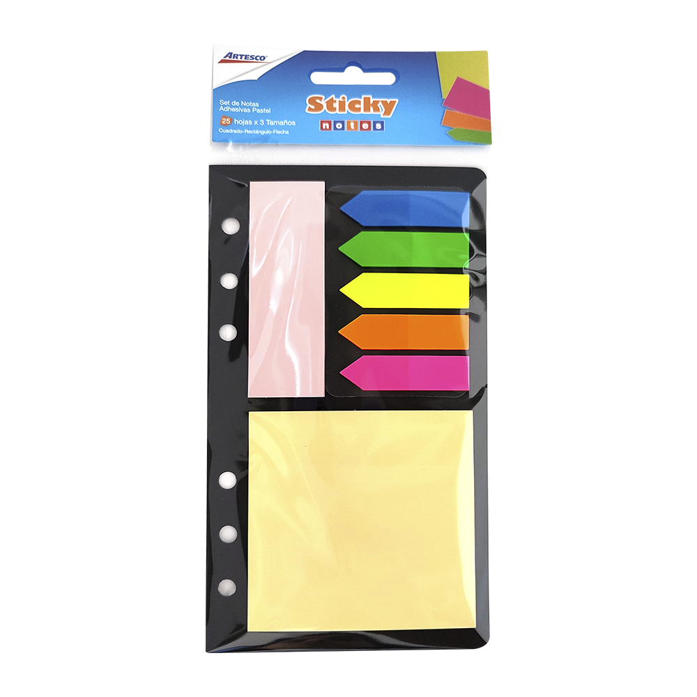 Set Notas Artesco Pastel 25 Hojas 3 Diseños