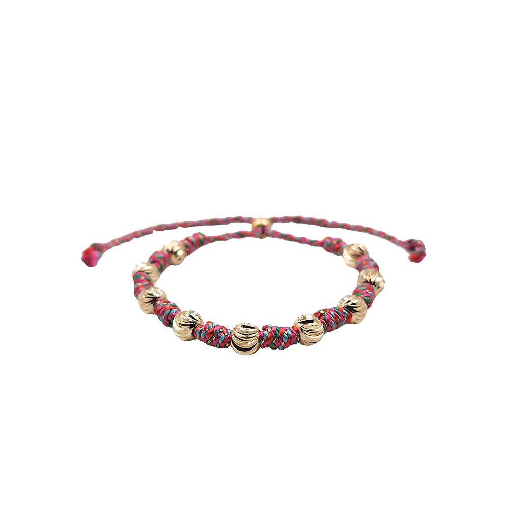 Pulsera Cavara de Balín Texturizado Rosada