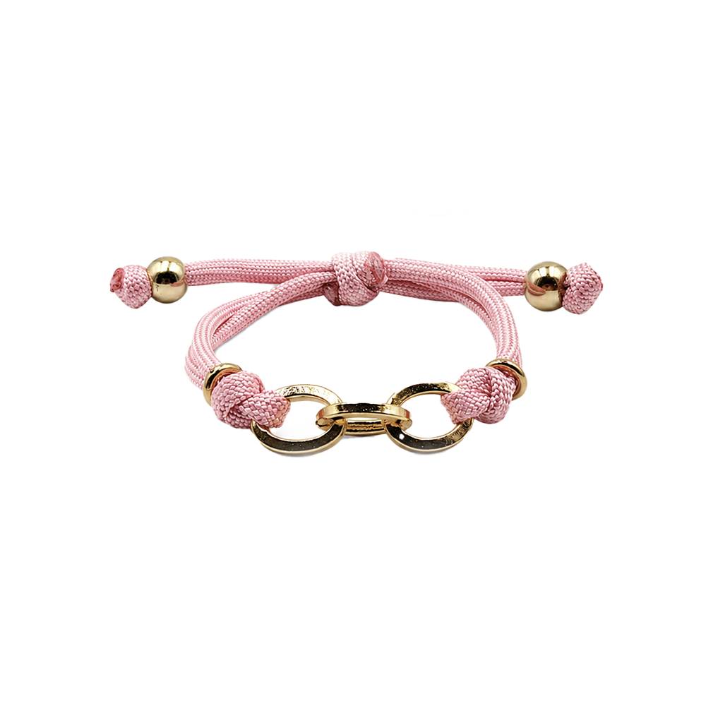 Pulsera Cavara Paracord y Cadena Rosado