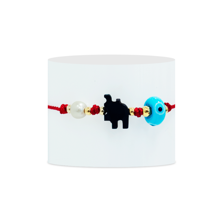 Pulsera Cavara Hilo Rojo con Azabache, Ojo Turco y Piedra Turquesa