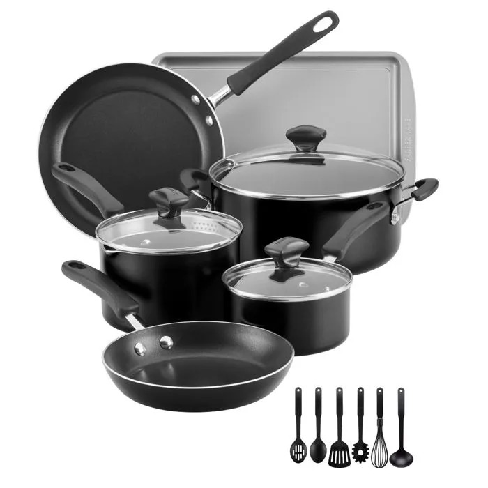 Set de Ollas, Sartenes y Utensilios de Teflón Farberware 15 Piezas