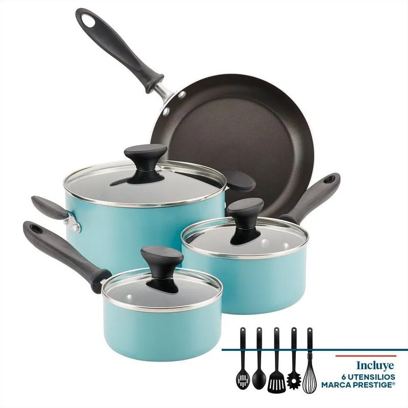 Set de Ollas, Sartenes y Utensilios de Teflón Farberware 12 Piezas