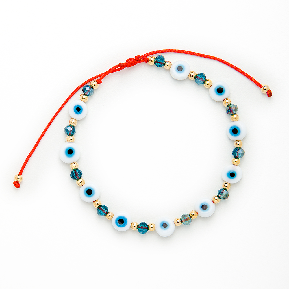 Pulsera Cavara Ojitos Planos Cristal Con Balin