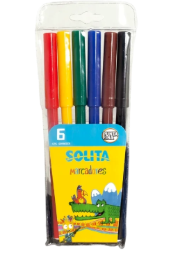 Estuche Solita Marcadores Escolares 6 Piezas